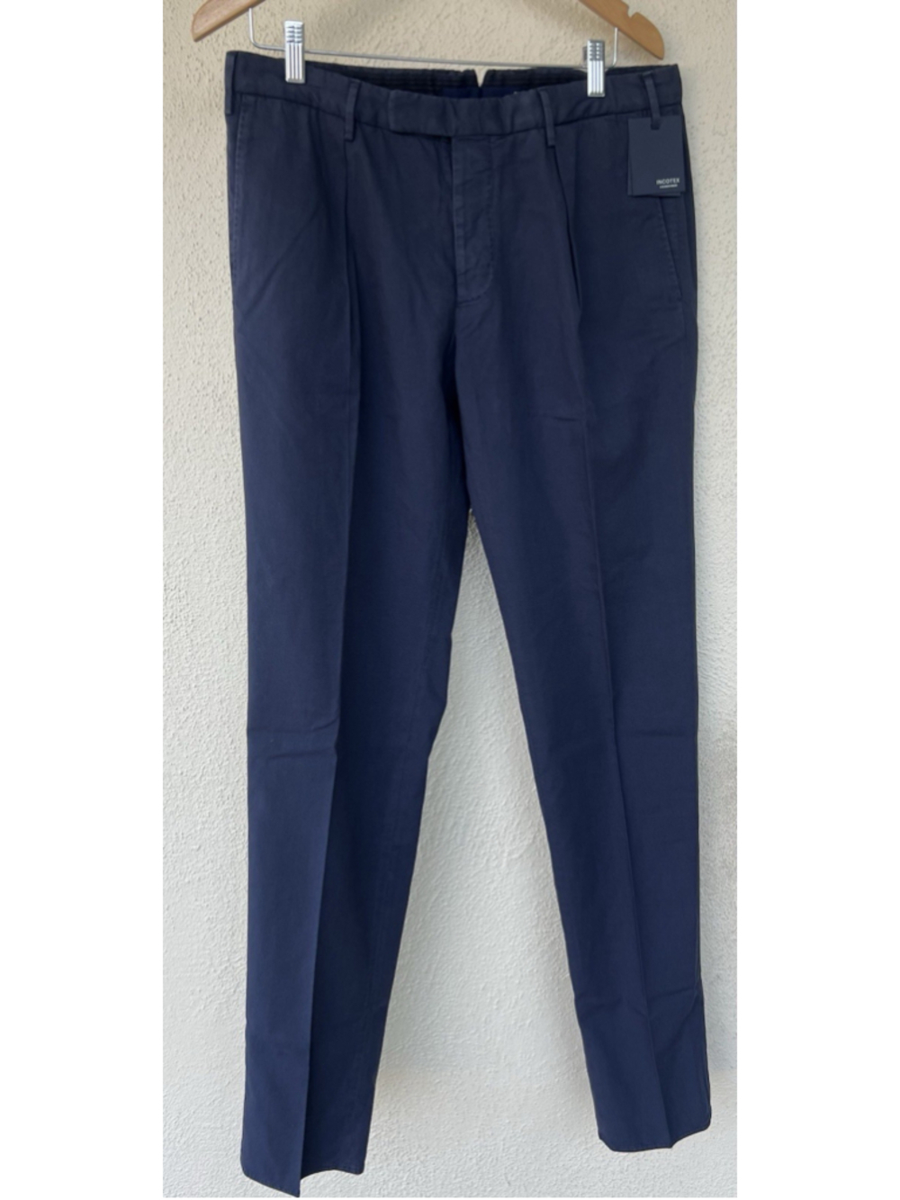 Incotex Slowear Navy Slim Fit High Comfort Flat Front Casual Pants Size 52 US 36